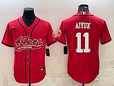 Men's San Francisco 49ers #11 Brandon Aiyuk Red With Patch Cool Base Stitched Baseball Jersey,baseball caps,new era cap wholesale,wholesale hats